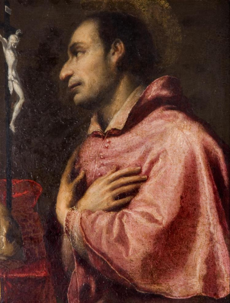 Saint Carlo Bartolommeo in Adoration Before a Crucifix