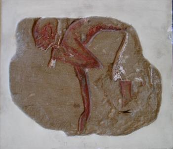 Egyptian Sandstone Relief with a Stooping Male Figure