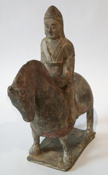 Decorative Grey Pottery Caparisoned Equestrian Group